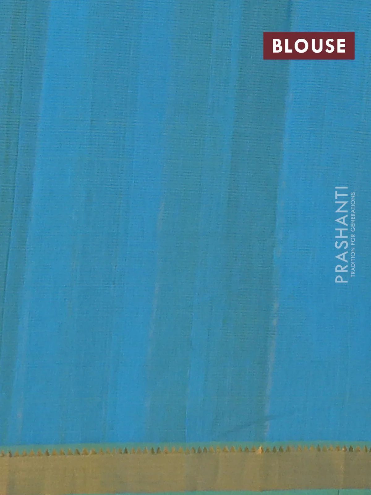 Mangalgiri cotton saree green and blue with allover zari stripe pattern and zari woven border - Image 4