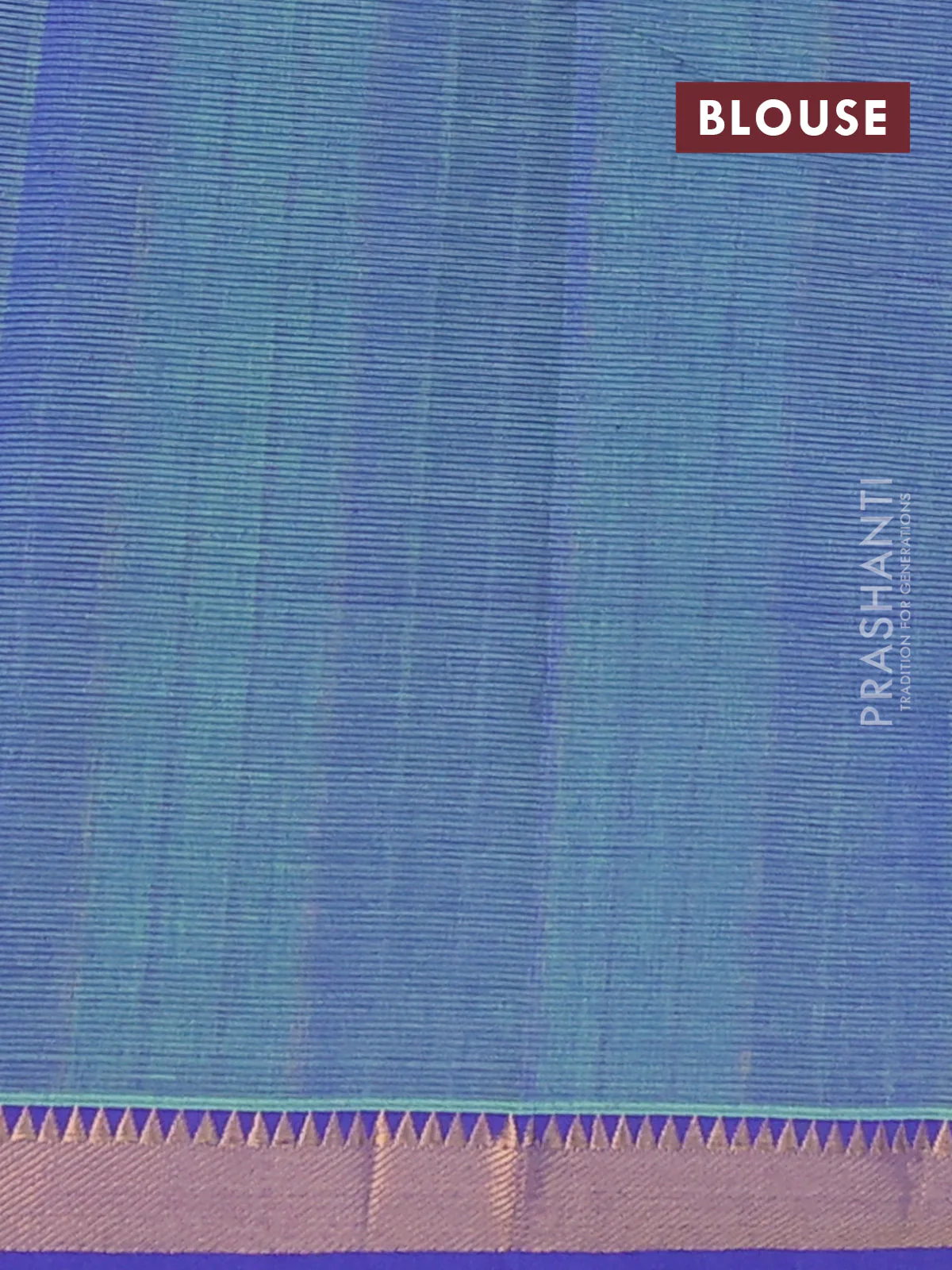 Mangalgiri cotton saree green and violet with allover stripe pattern and zari woven border - Image 4