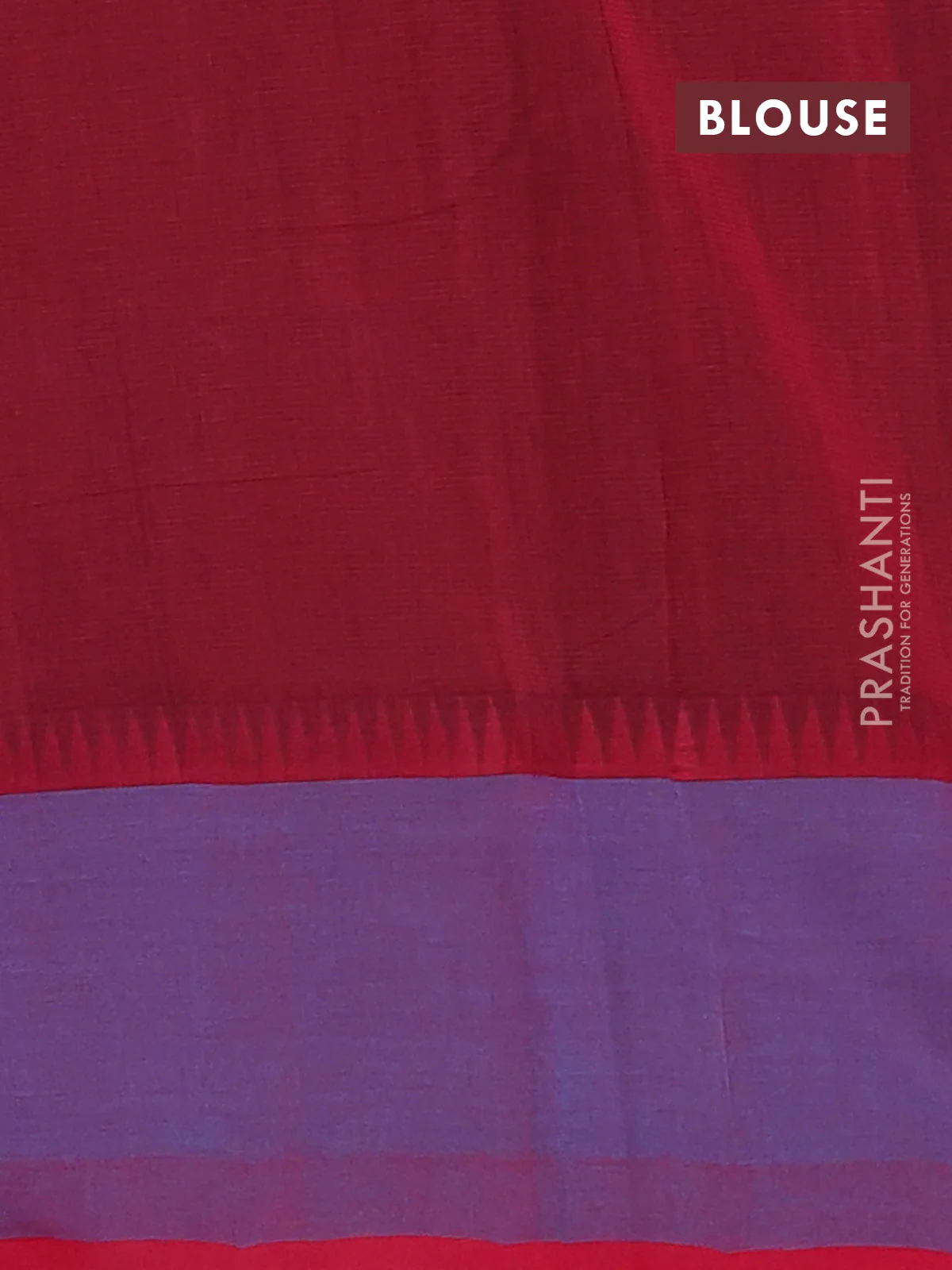 Mangalgiri cotton saree grey and light blue red with palin body and temple design long rettapet border - Image 4