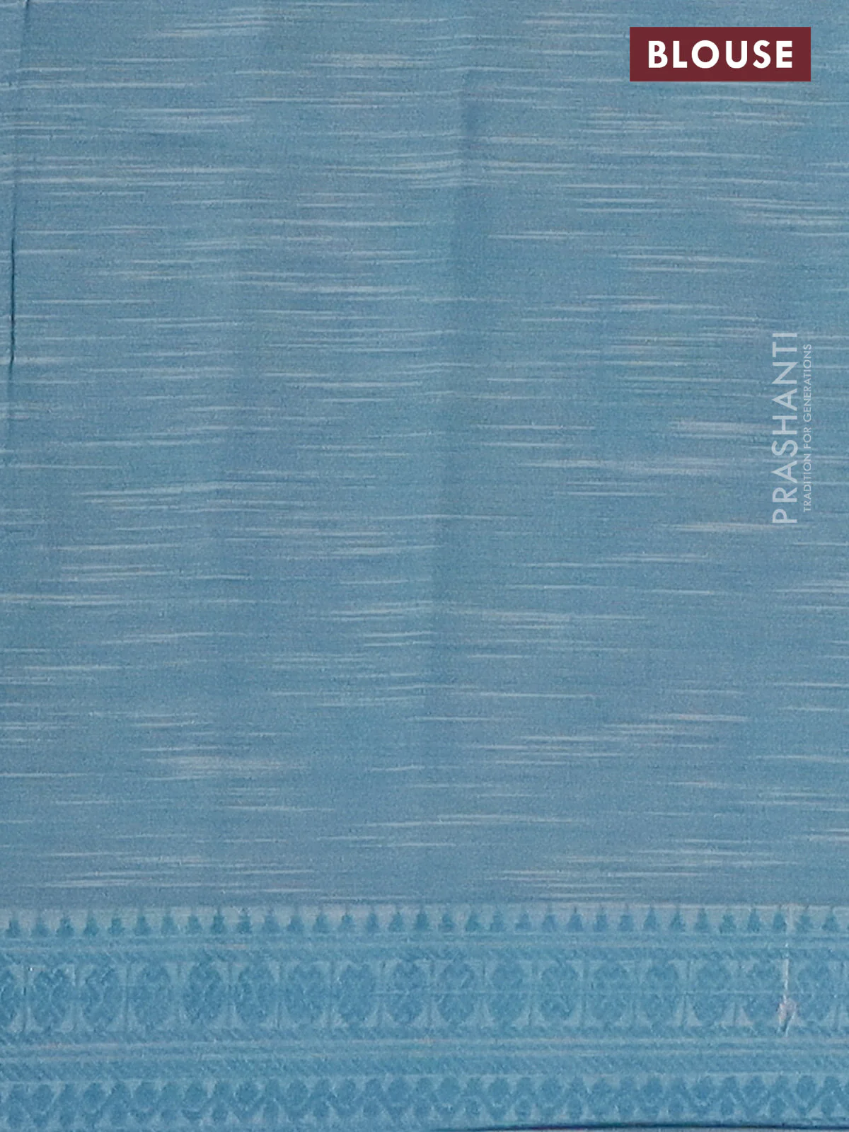 Mangalgiri cotton saree grey and off white light blue with allover prints and thread woven border - Image 4