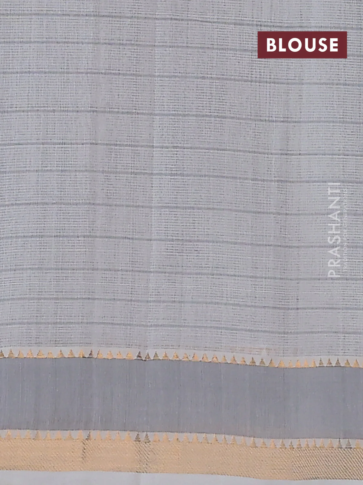 Mangalgiri cotton saree grey and off white with allover checked pattern and rettapet zari woven border - Image 4