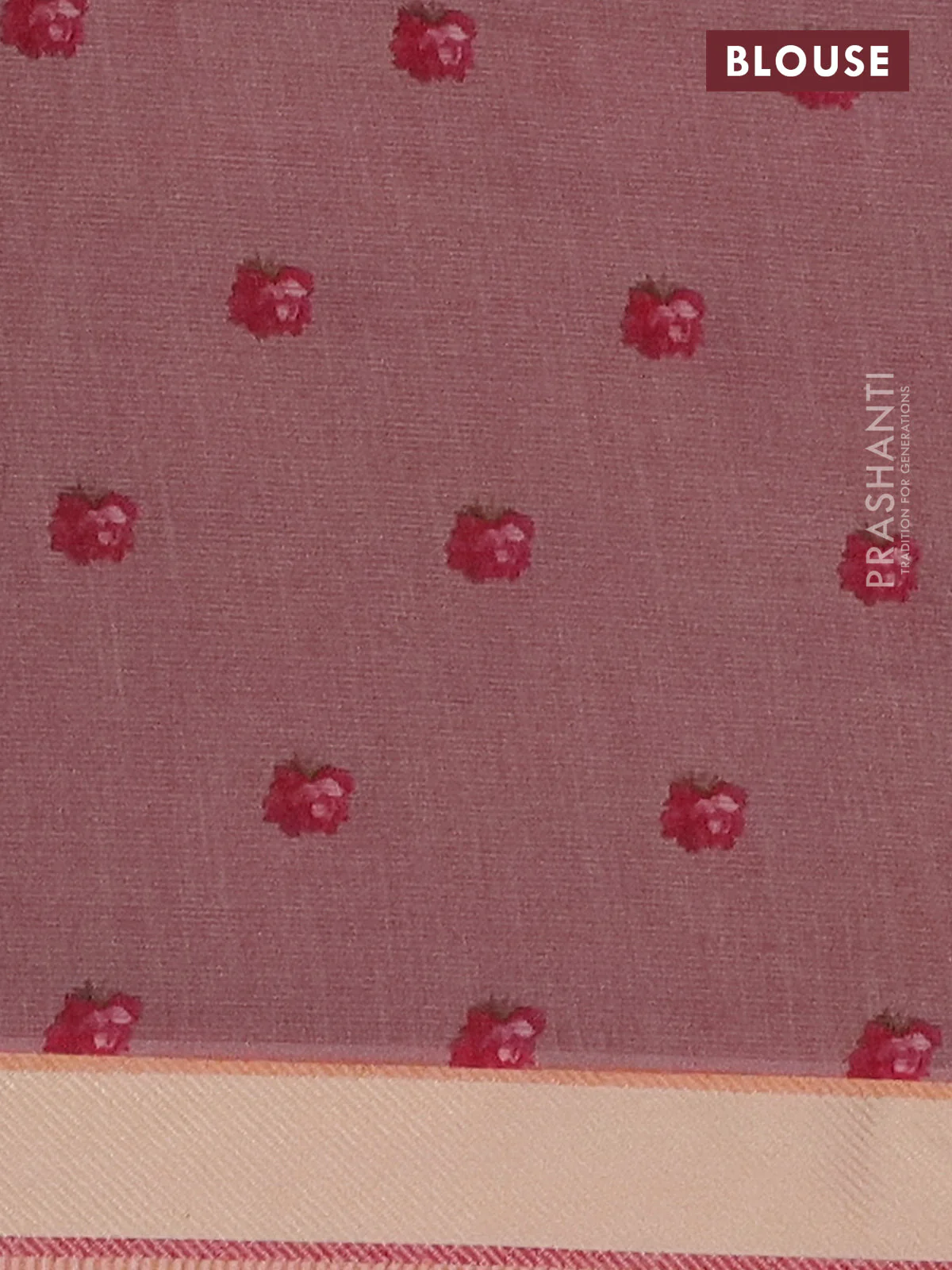 Mangalgiri cotton saree grey shade and baby pink with allover prints and thread woven border - Image 4