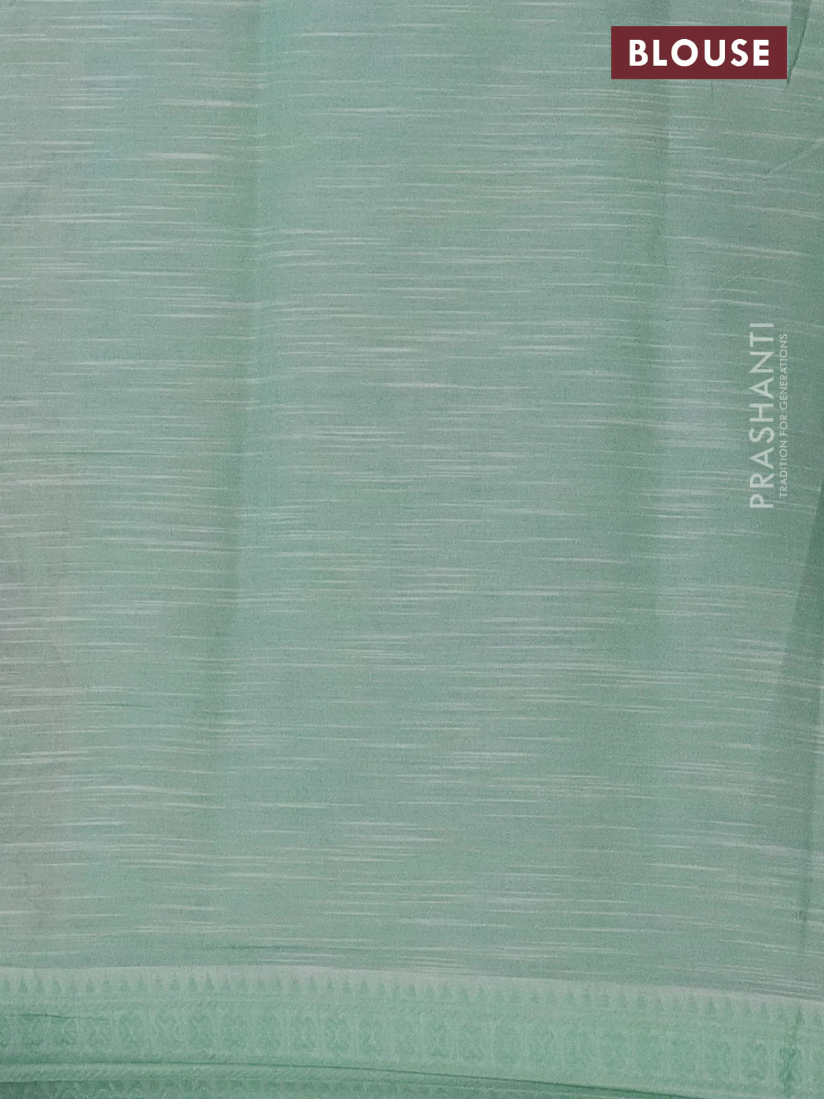 Mangalgiri cotton saree grey shade and off white pastel green with allover prints and thread woven border - Image 4