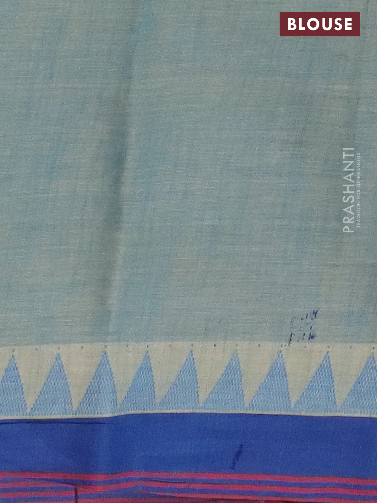 Mangalgiri cotton saree greyish blue and sandal blue with allover floral prints and temple design simple border - Image 4