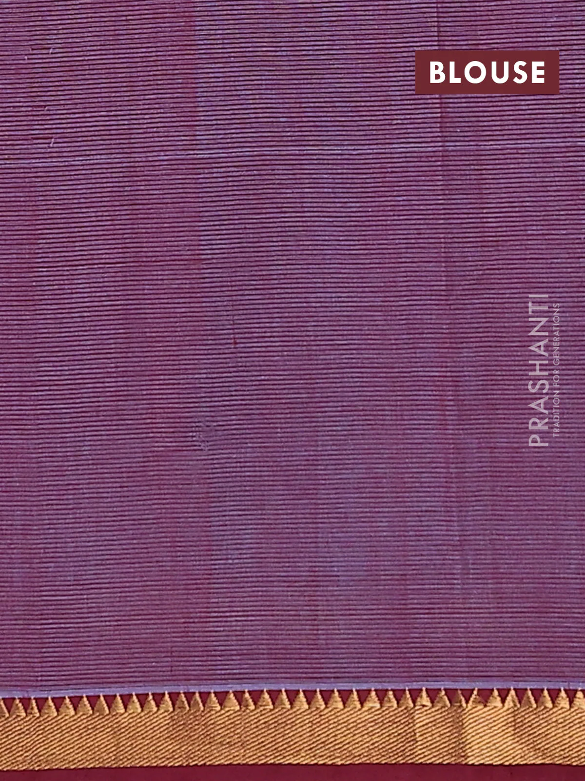 Mangalgiri cotton saree light blue and maroon with allover stripe pattern and zari woven border - Image 4