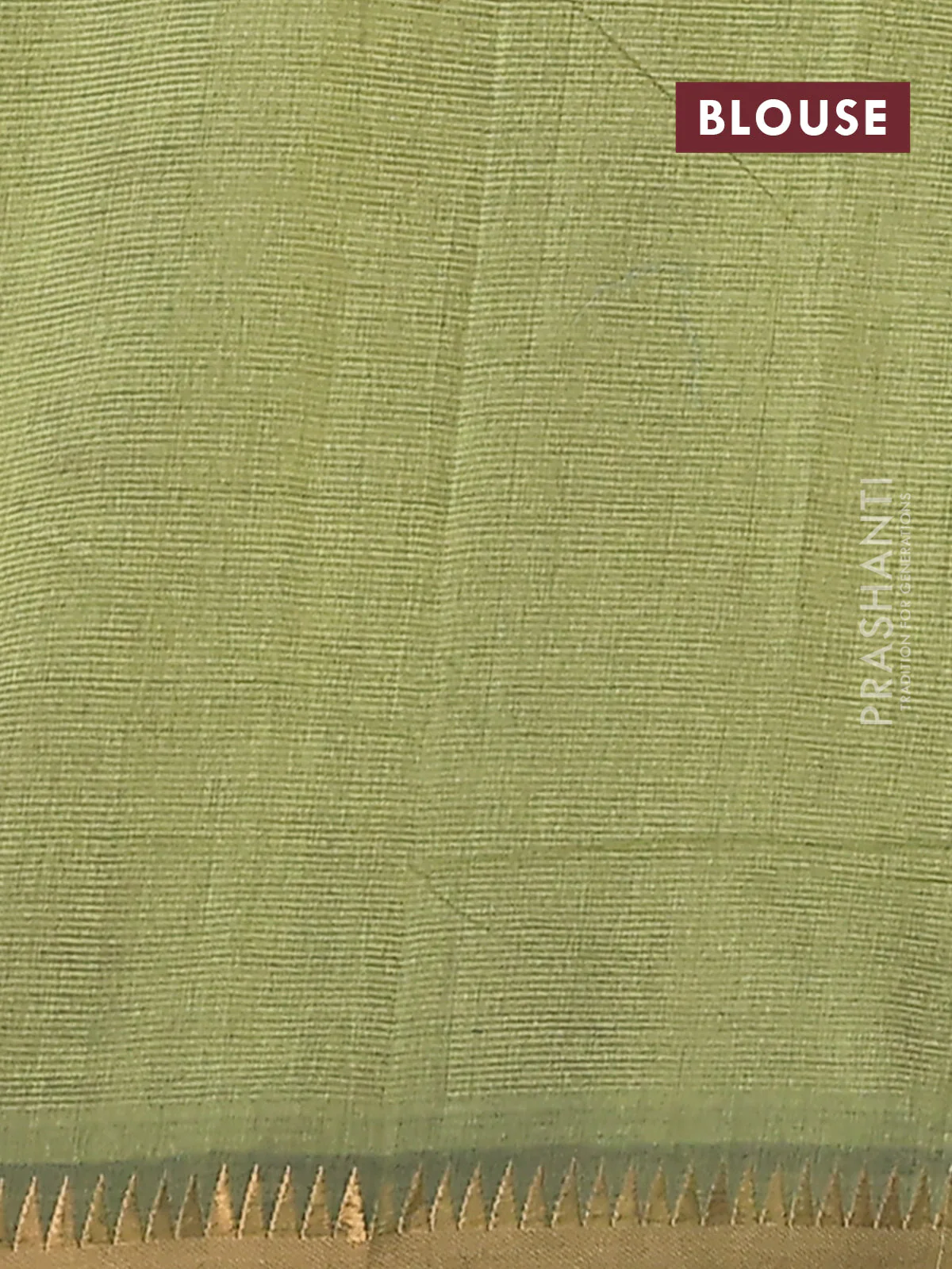 Mangalgiri cotton saree maroon and green shade with allover stripe pattern and temple zari woven border - Image 4