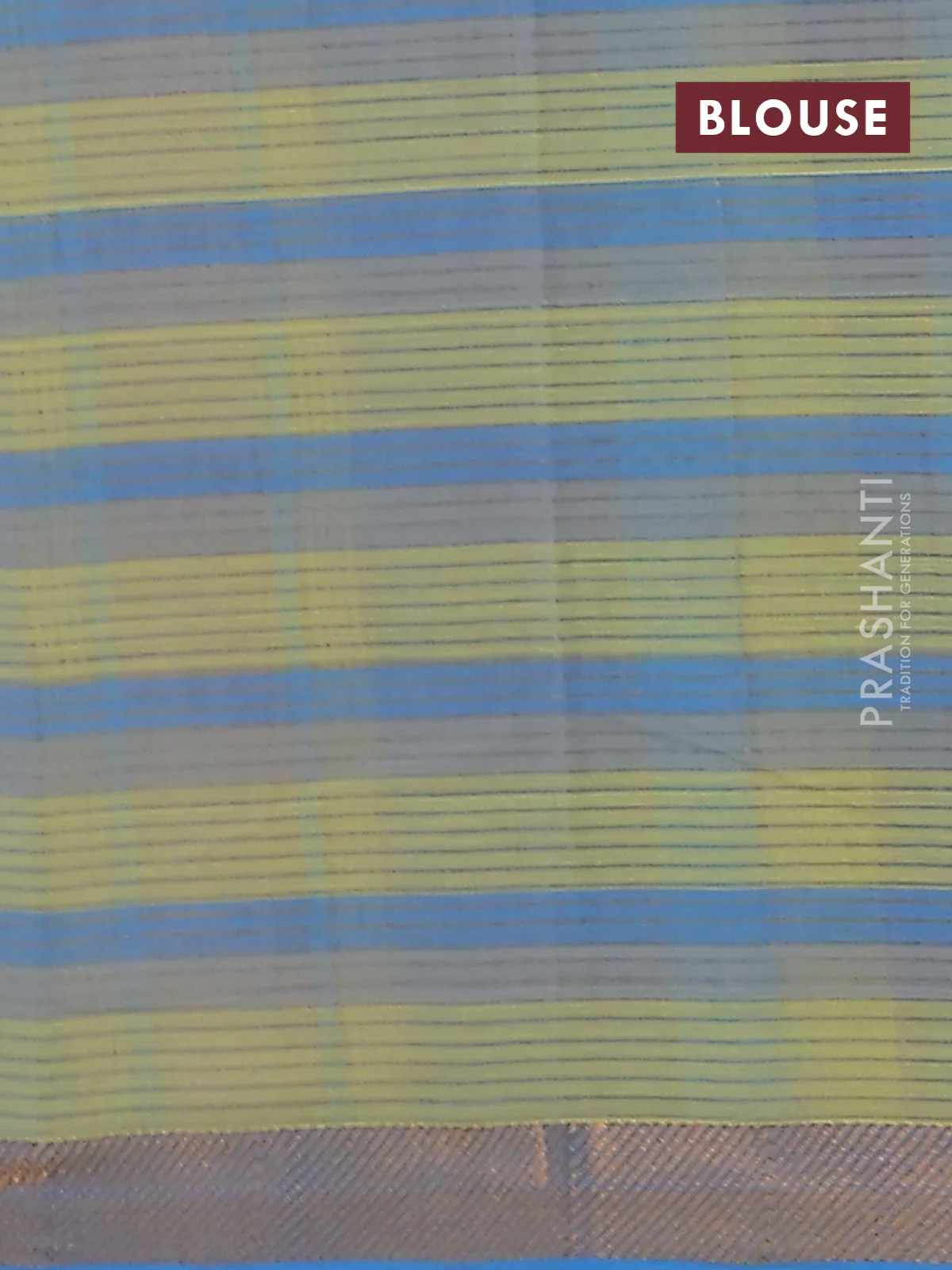 Mangalgiri cotton saree multi colour and blue with allover checked pattern and zari woven border - Image 4