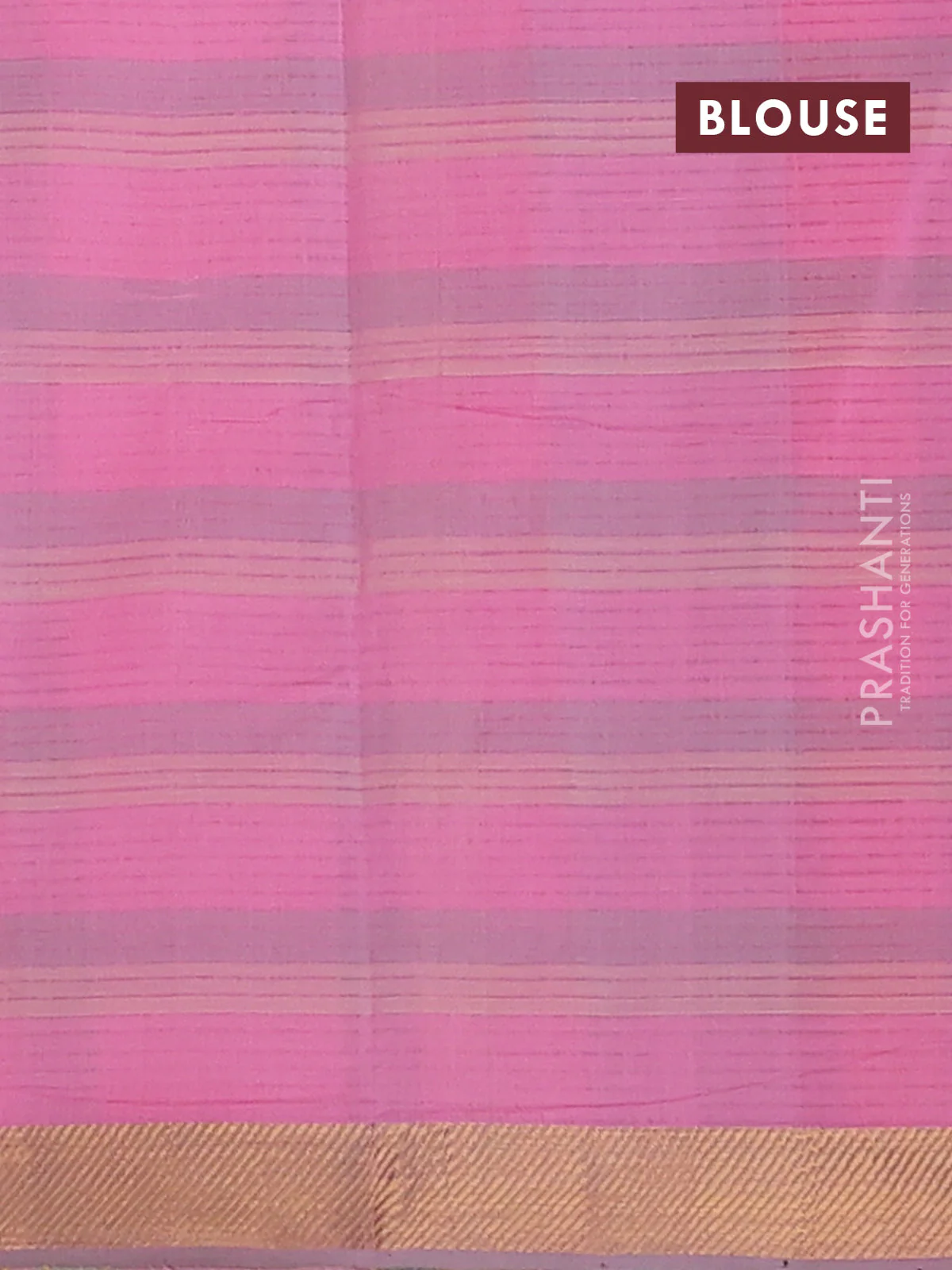 Mangalgiri cotton saree multi colour and light pink with allover checked pattern and zari woven border - Image 4