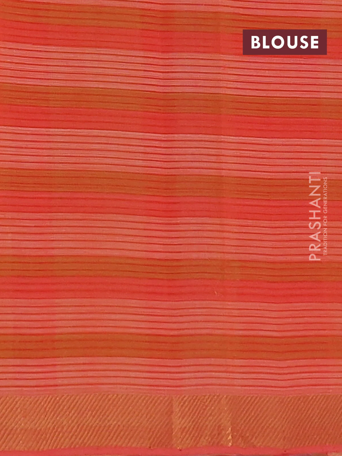 Mangalgiri cotton saree multi colour and orange with allover checked pattern and zari woven border - Image 4