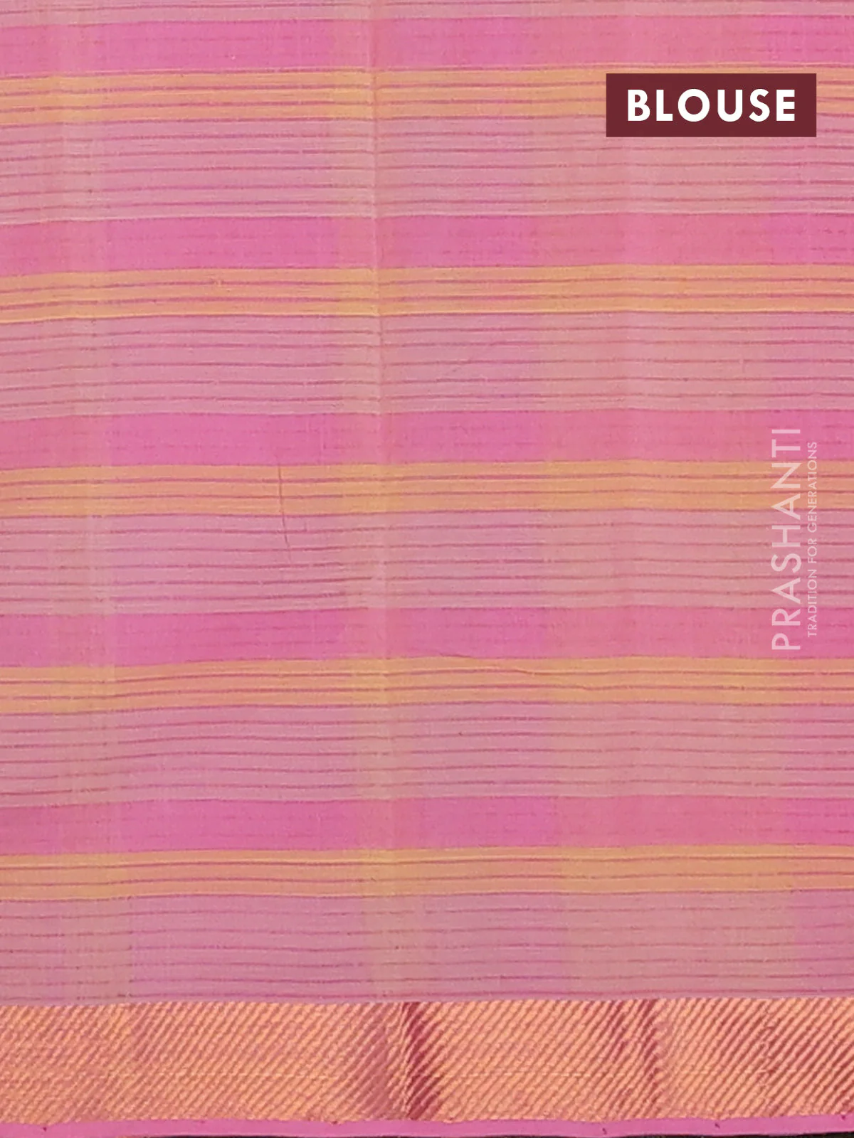 Mangalgiri cotton saree multi colour and pink with allover checked pattern and zari woven border - Image 4