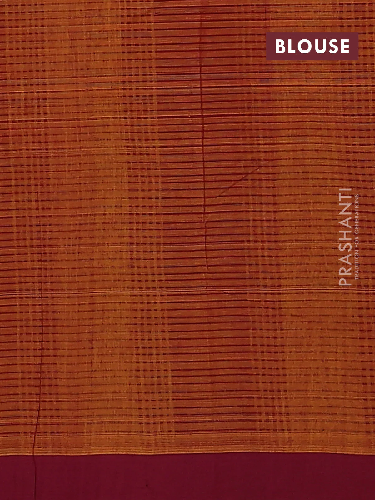 Mangalgiri cotton saree mustard yellow and maroon with stripe pattern and simple border - Image 4