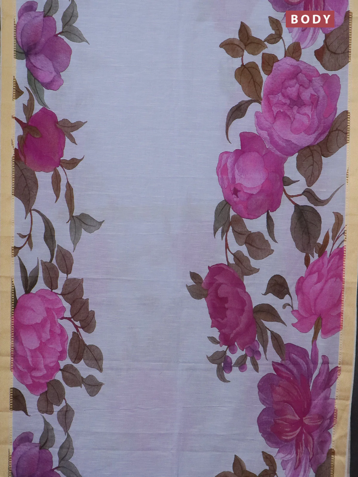 Mangalgiri cotton saree pastel blue shade and cream blue with allover floral prints and thread woven border - Image 2