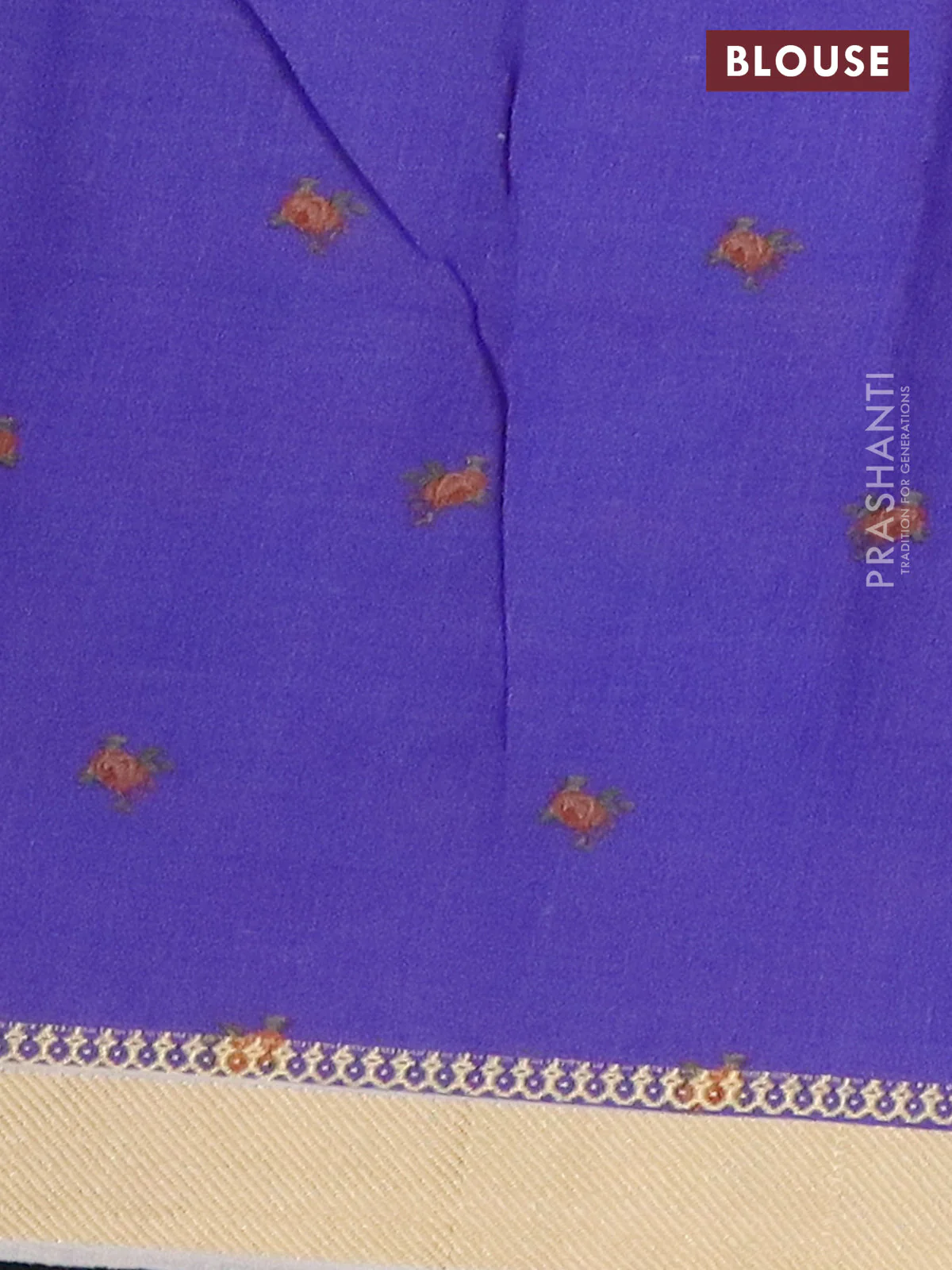 Mangalgiri cotton saree pastel blue shade and cream blue with allover floral prints and thread woven border - Image 4