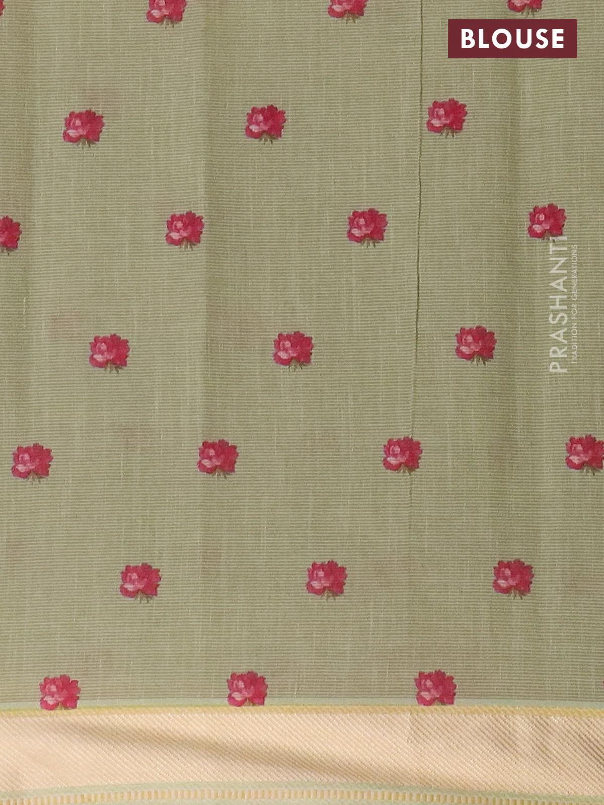 Mangalgiri cotton saree pastel peach and cream pastel pink with allover prints and thread woven border - Image 4