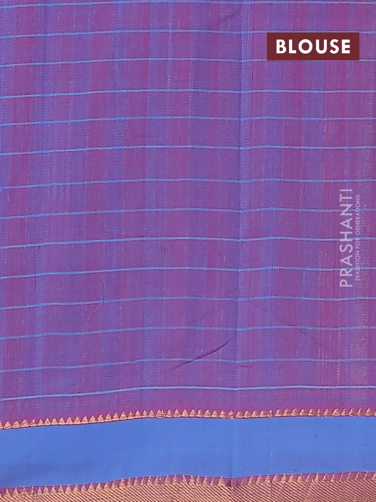 Mangalgiri cotton saree pink and blue with allover checked pattern and rettapet zari woven border - Image 4