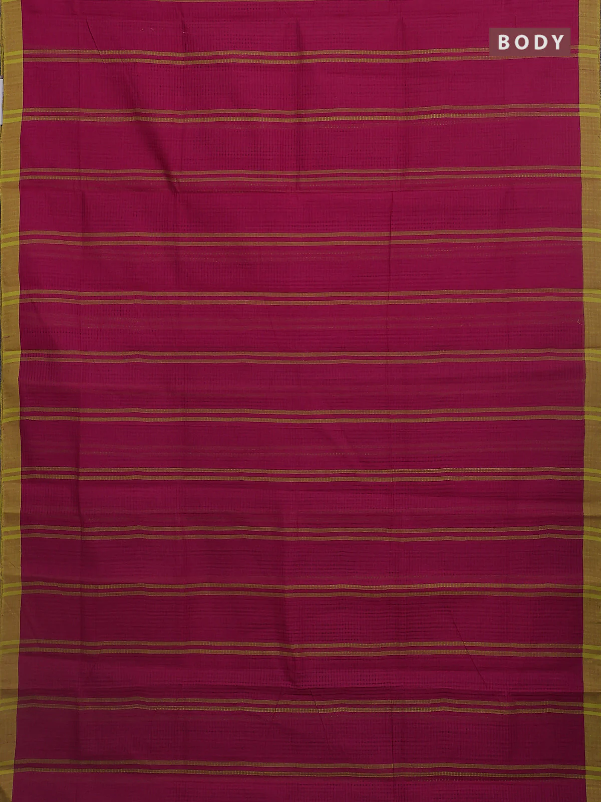 Mangalgiri cotton saree pink and mustard yellow with stripe pattern and simple border - Image 2