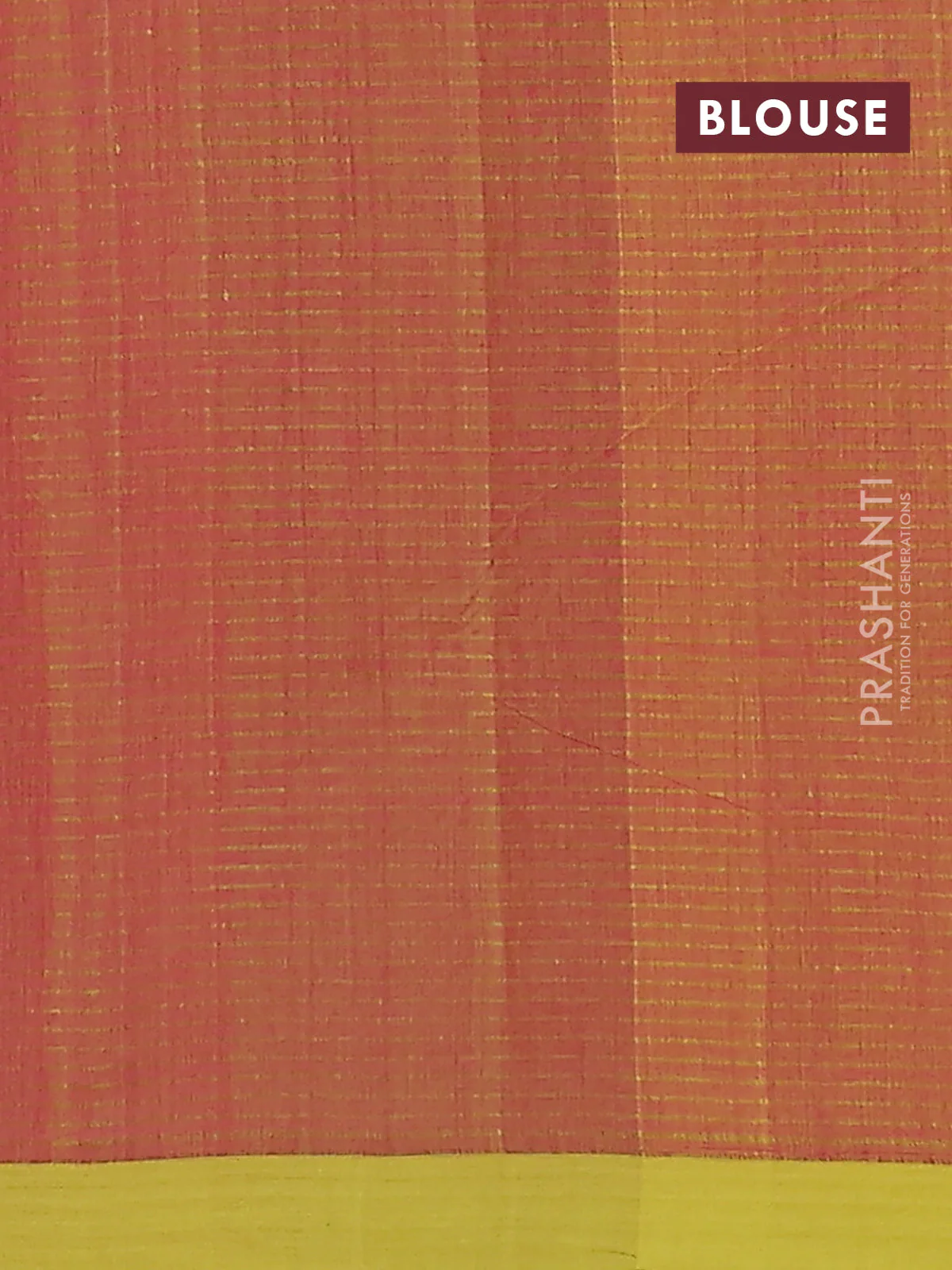 Mangalgiri cotton saree pink and mustard yellow with stripe pattern and simple border - Image 4