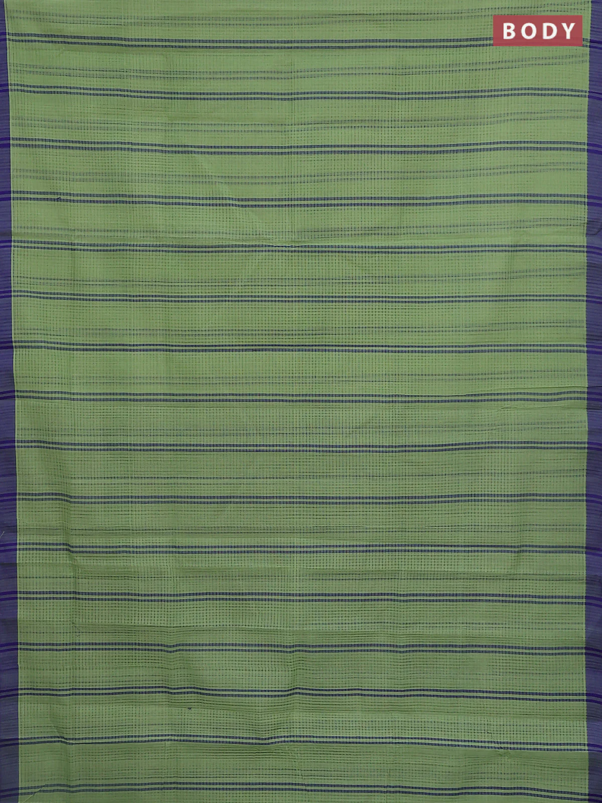 Mangalgiri cotton saree pista green and blue with stripe pattern and simple border - Image 2