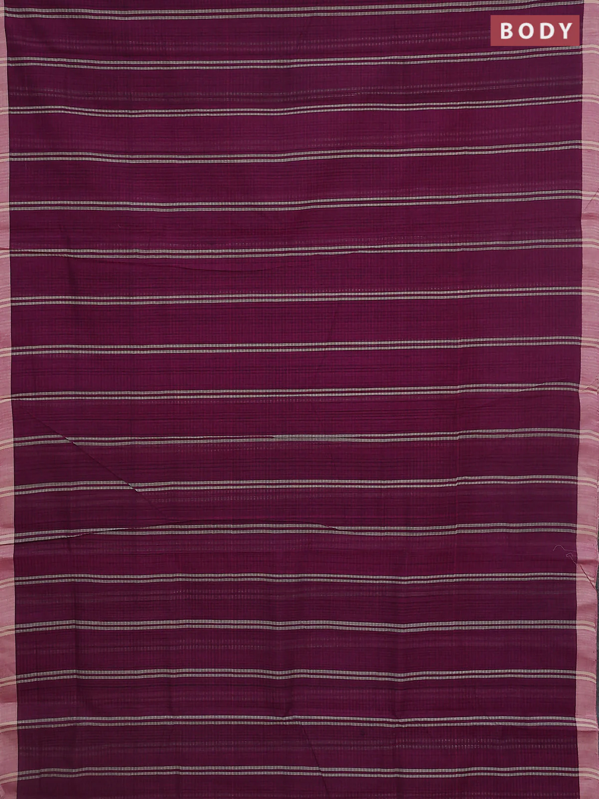 Mangalgiri cotton saree pueple and beige with stripe pattern and simple border - Image 2