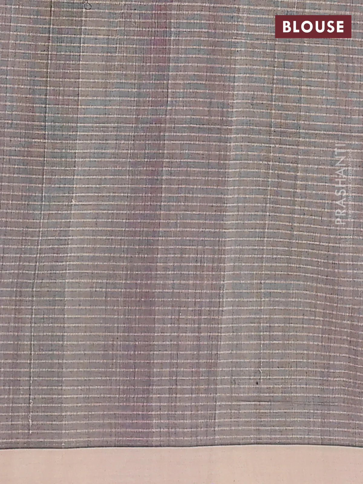 Mangalgiri cotton saree pueple and beige with stripe pattern and simple border - Image 4