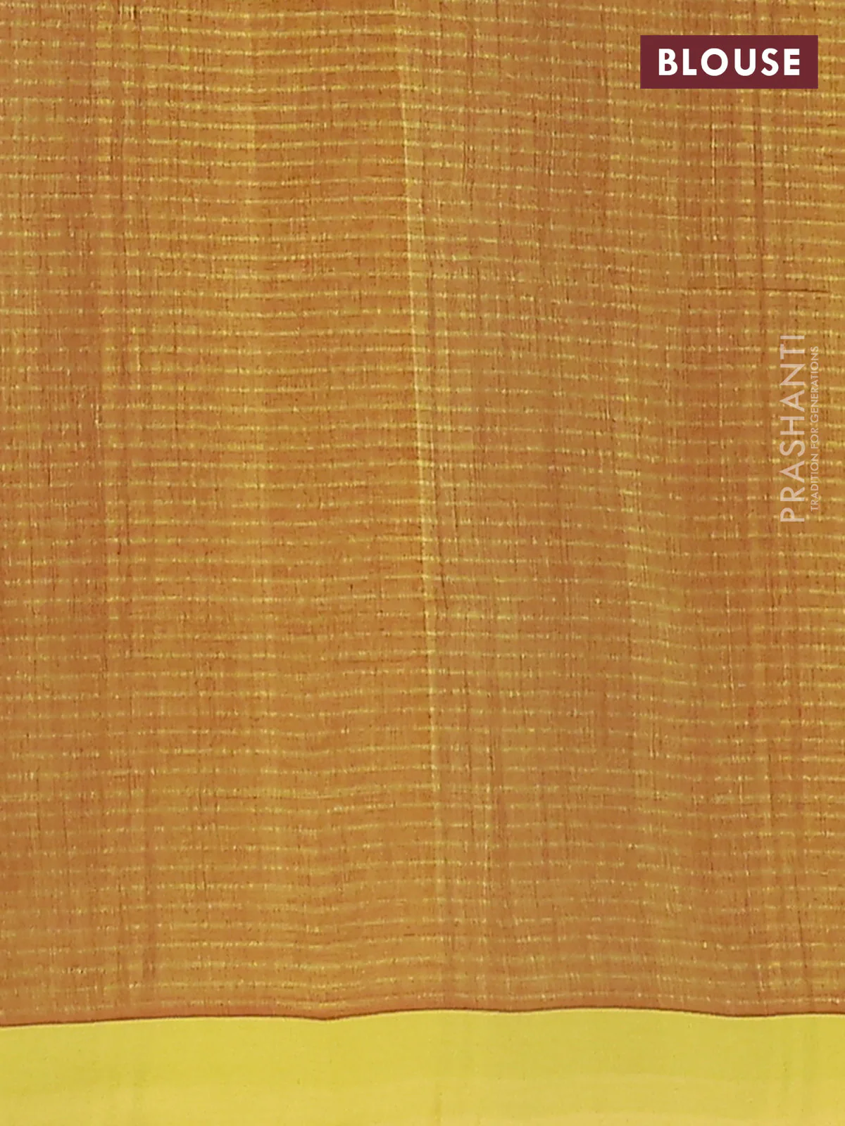 Mangalgiri cotton saree rustic brown and yellow with stripe pattern and simple border - Image 4