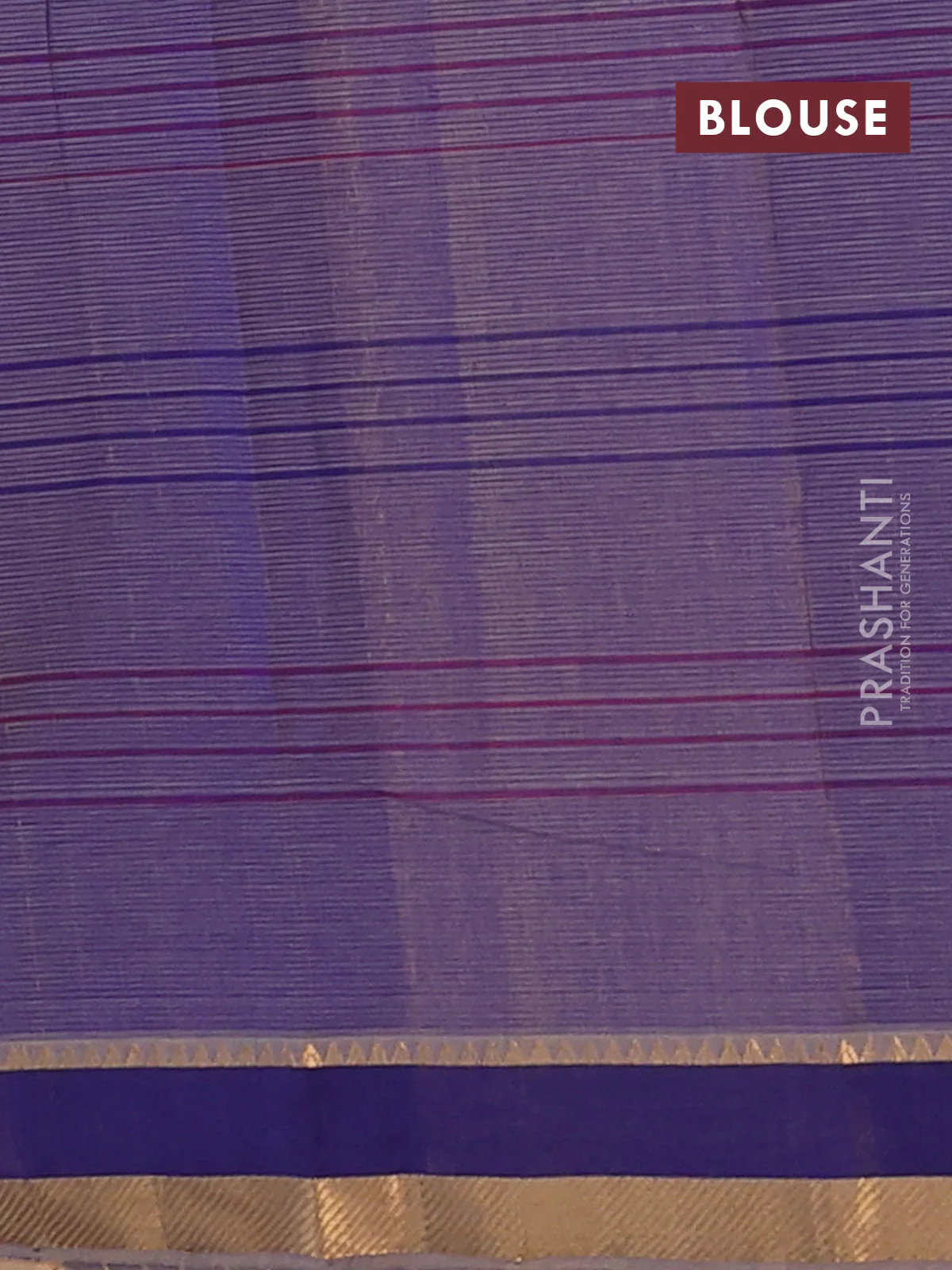 Mangalgiri cotton saree sandal and blue with allover checked pattern and zari woven border - Image 4