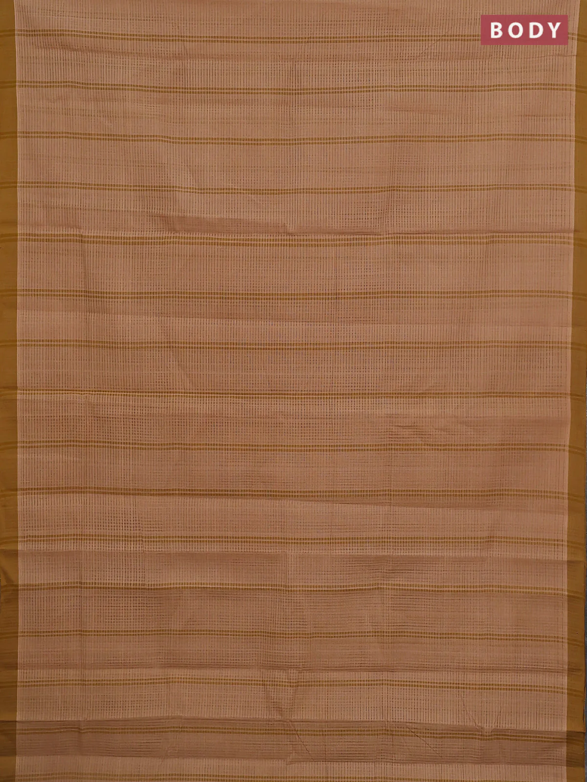 Mangalgiri cotton saree sandal and dark mustard with stripe pattern and simple border - Image 2