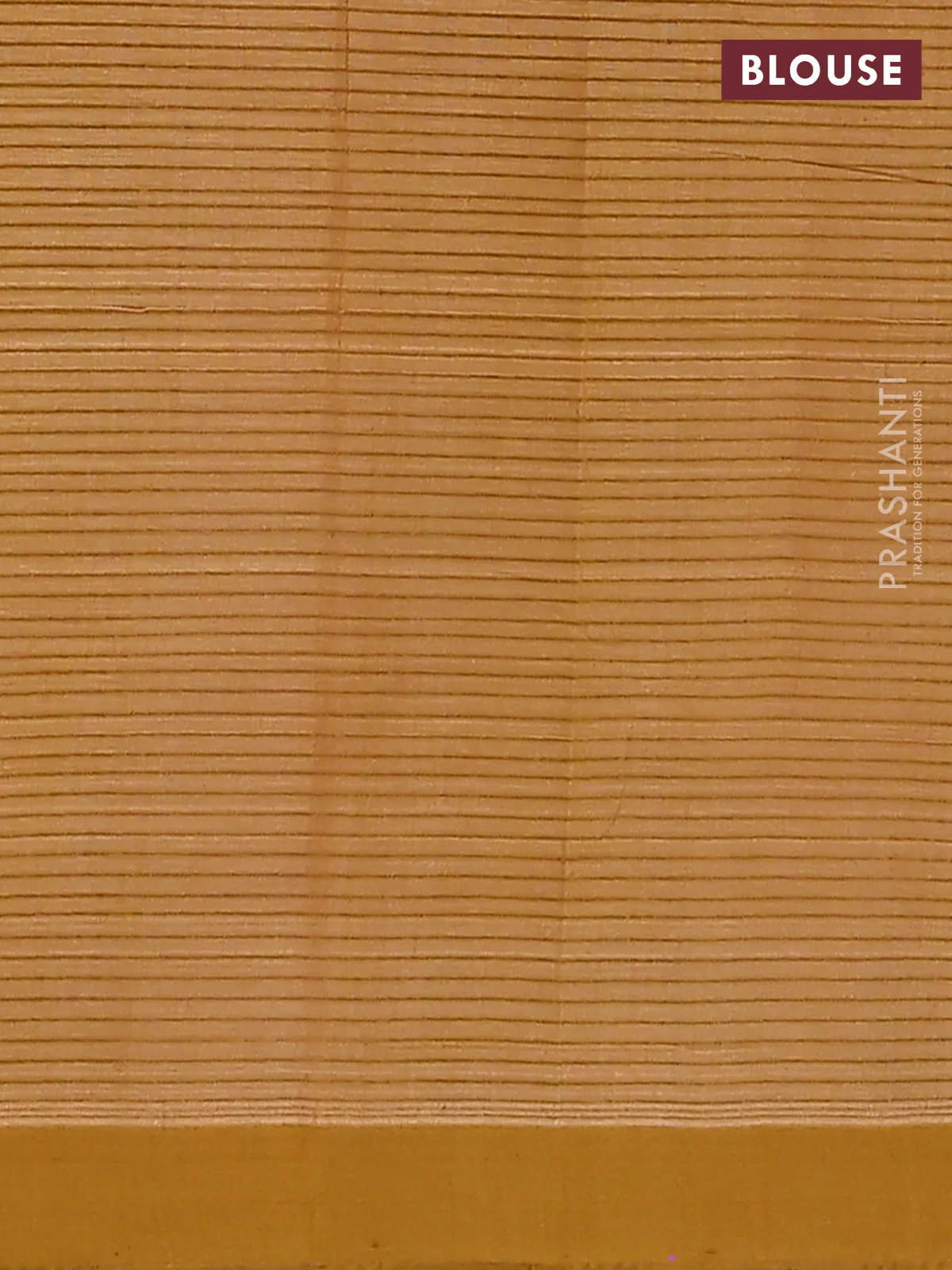 Mangalgiri cotton saree sandal and dark mustard with stripe pattern and simple border - Image 4