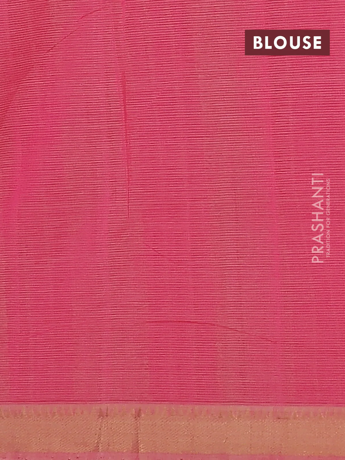 Mangalgiri cotton saree sandal and pink with allover stripe pattern and zari woven border - Image 4