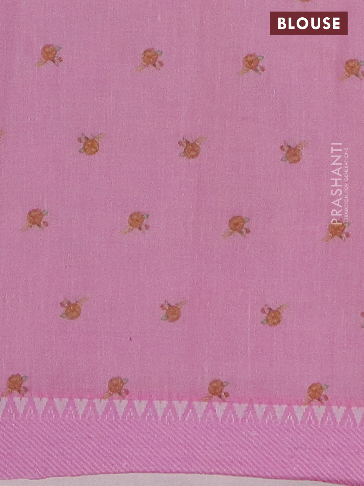 Mangalgiri cotton saree teal blue and light pink with allover floral prints and thread woven border - Image 4