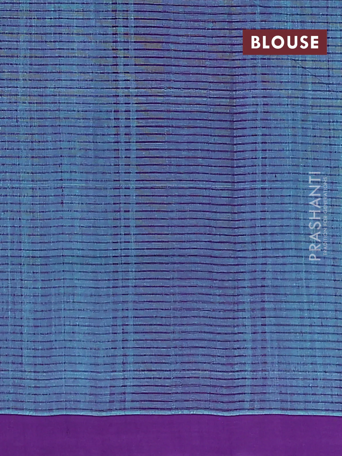 Mangalgiri cotton saree teal blue and violet with stripe pattern and simple border - Image 4