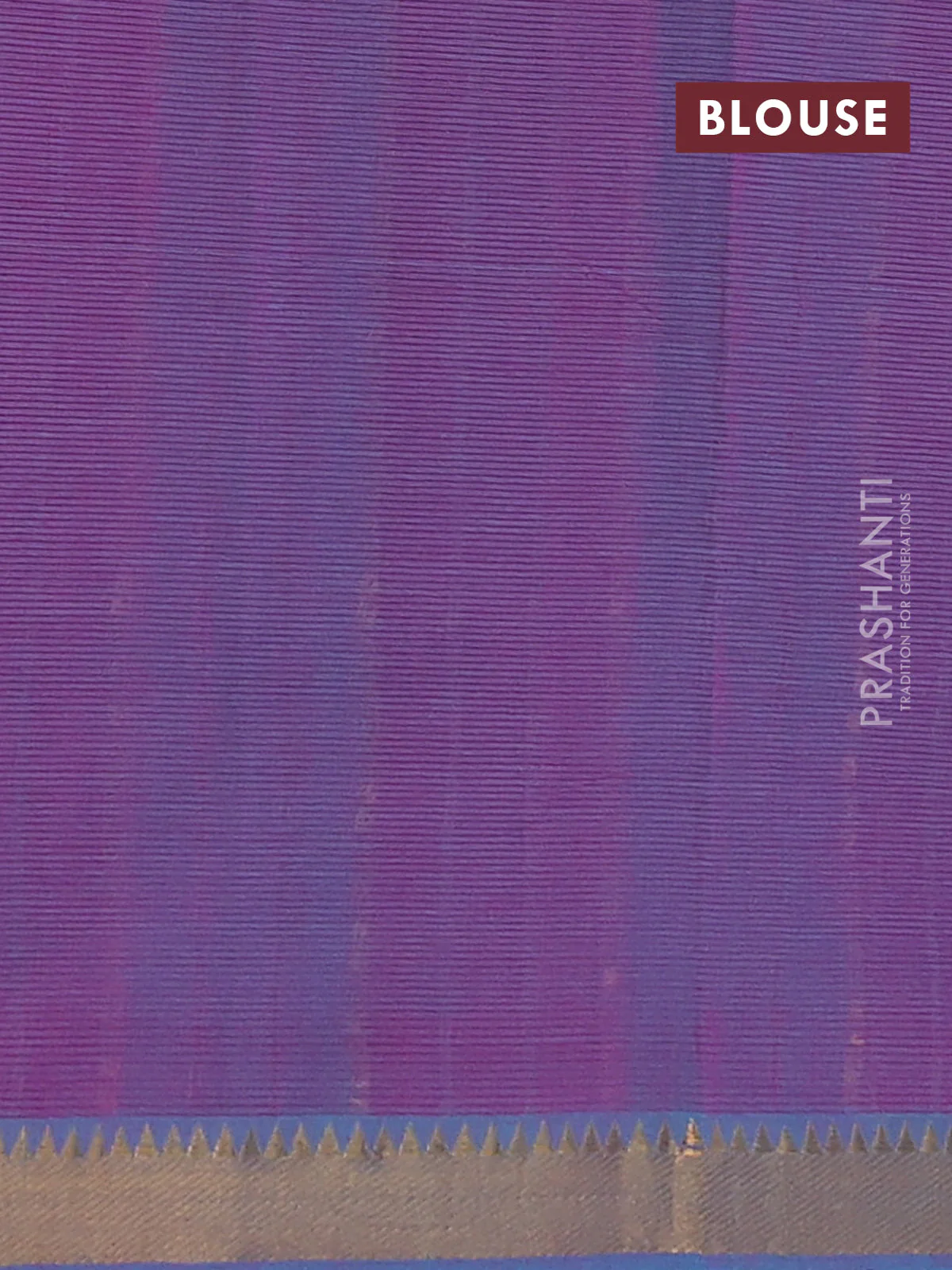 Mangalgiri cotton saree teal blue with allover stripe pattern and zari woven border - Image 4