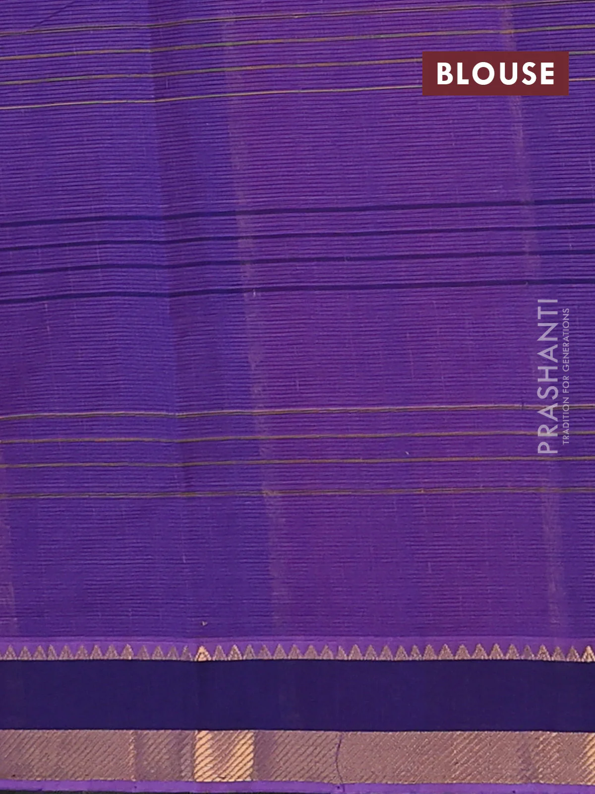 Mangalgiri cotton saree violet and blue with allover checked pattern and zari woven border - Image 4