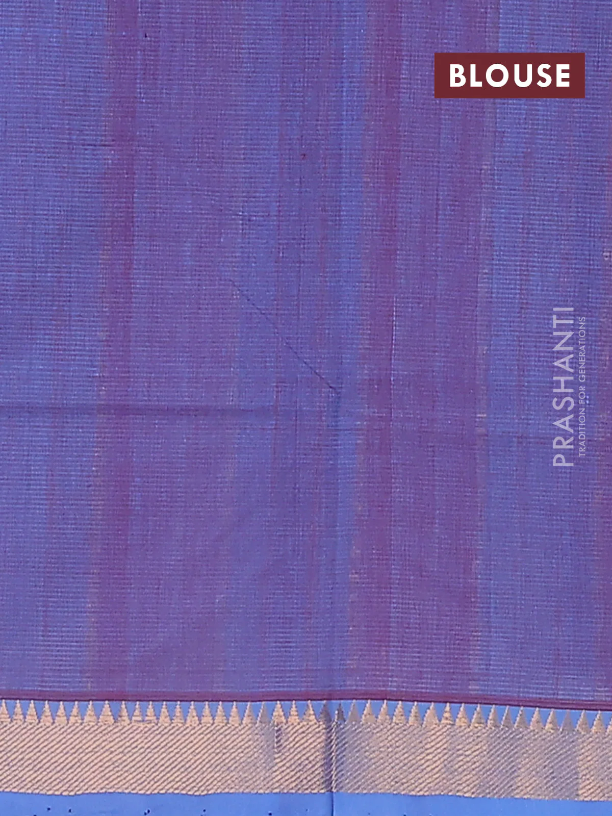 Mangalgiri cotton saree wine shade and blue shade with allover stripe pattern and zari woven border - Image 4