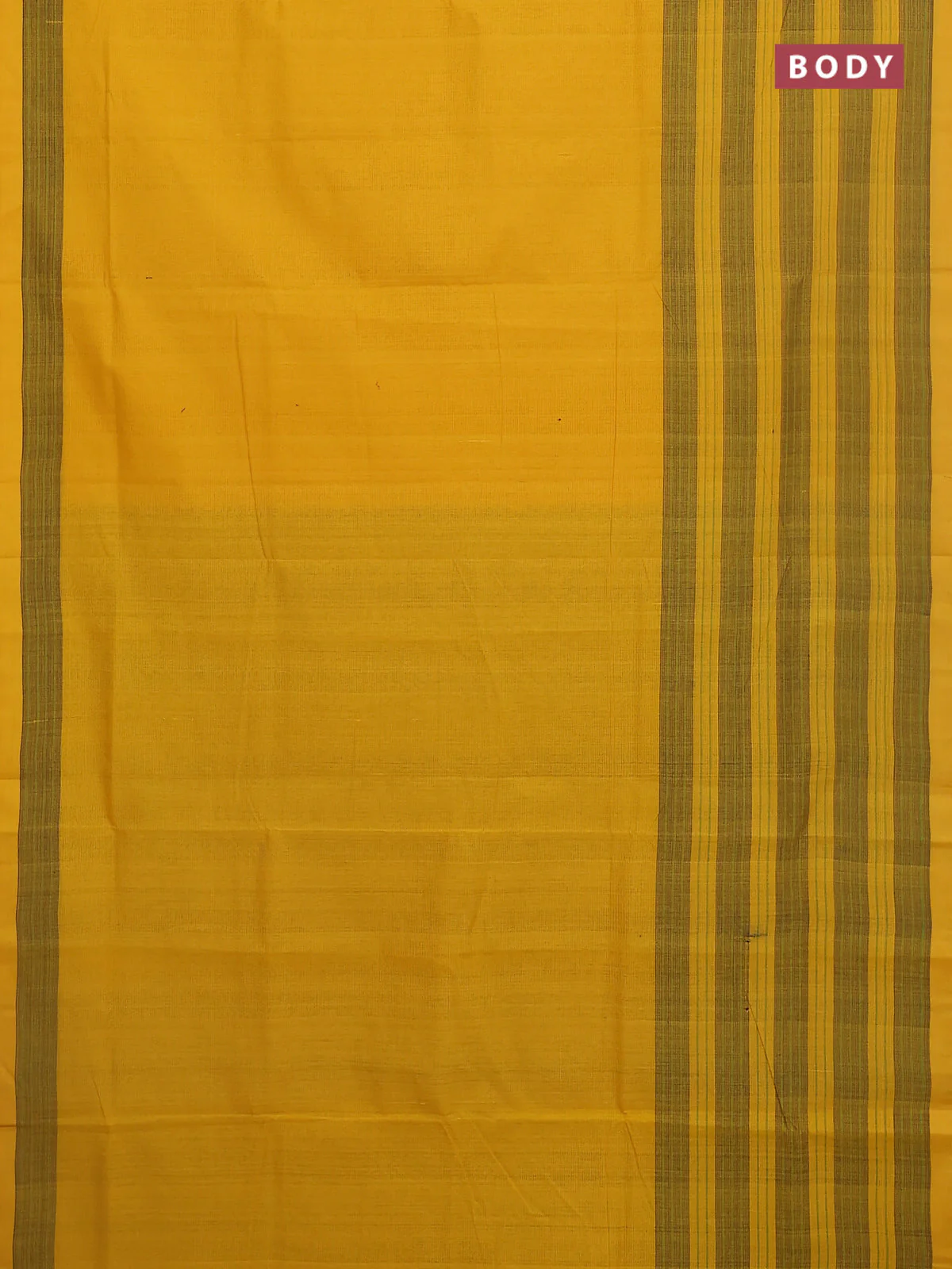 Mangalgiri cotton saree yellow and multi colour with palin body and zari woven border - Image 2