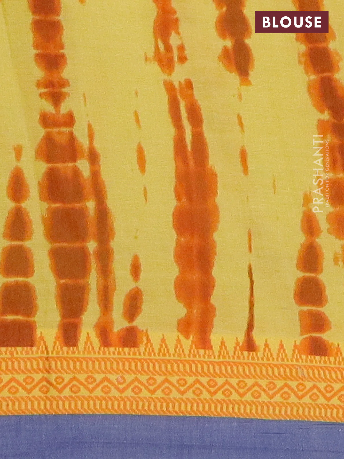 Mangalgiri cotton saree yellow and orange blue with allover floral prints and thread woven simple - Image 4