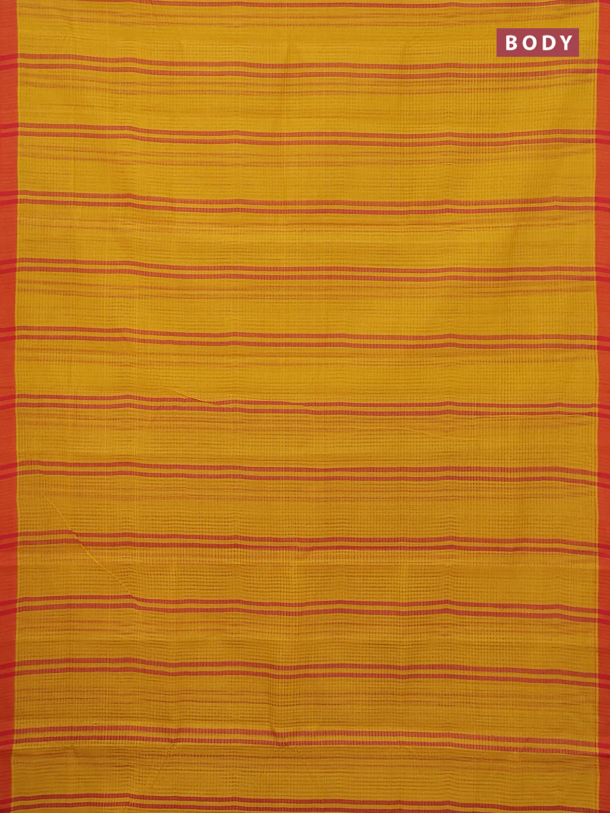 Mangalgiri cotton saree yellow and orange with stripe pattern and simple border - Image 2