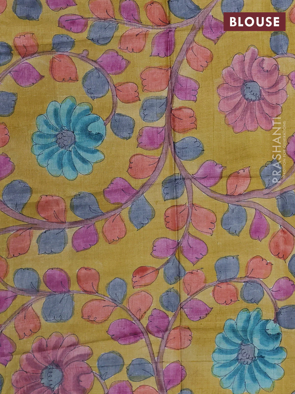 Mangalgiri silk cotton saree blue and mustard yellow with plain body and silver zari woven border - Image 3