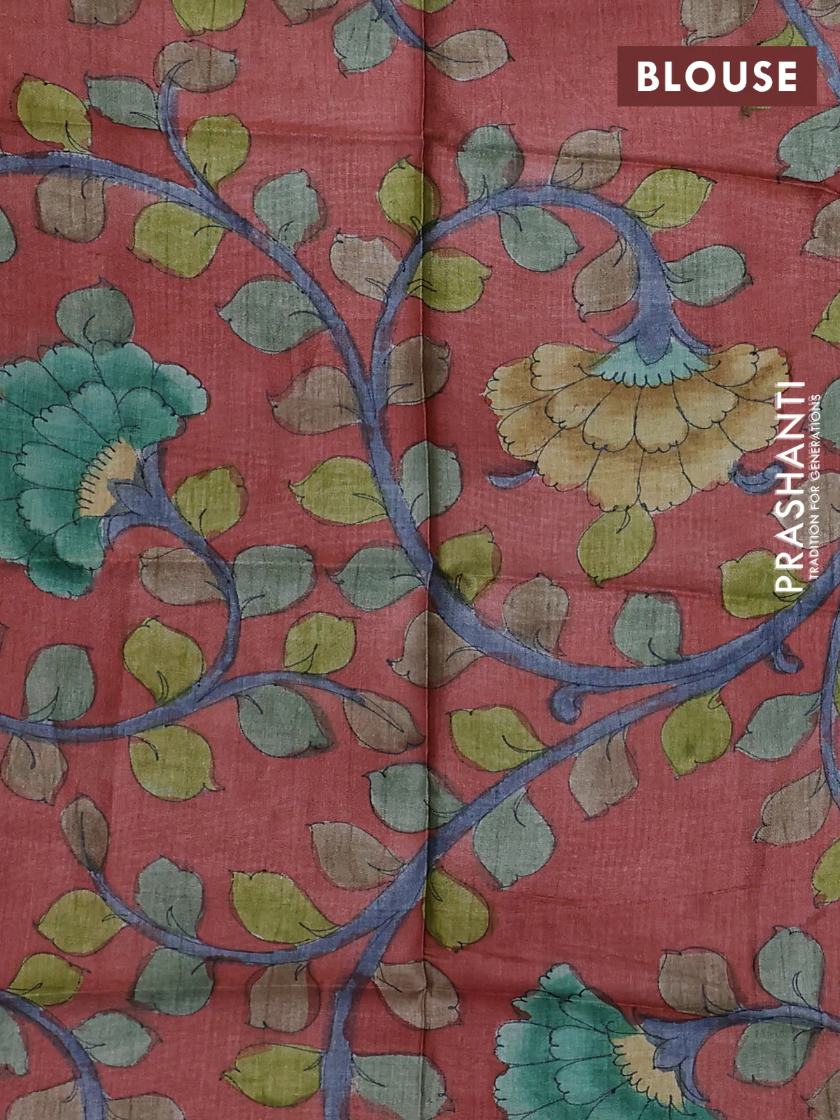Mangalgiri silk cotton saree green and rust shade with palin body and silver zari woven border - Image 3