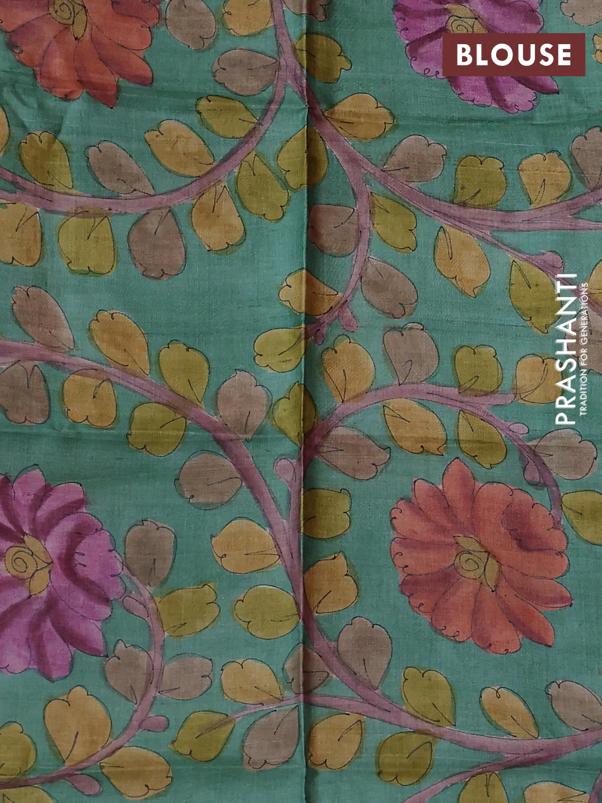 Mangalgiri silk cotton saree pink and pastel green with palin body and long silver zari woven border - Image 3