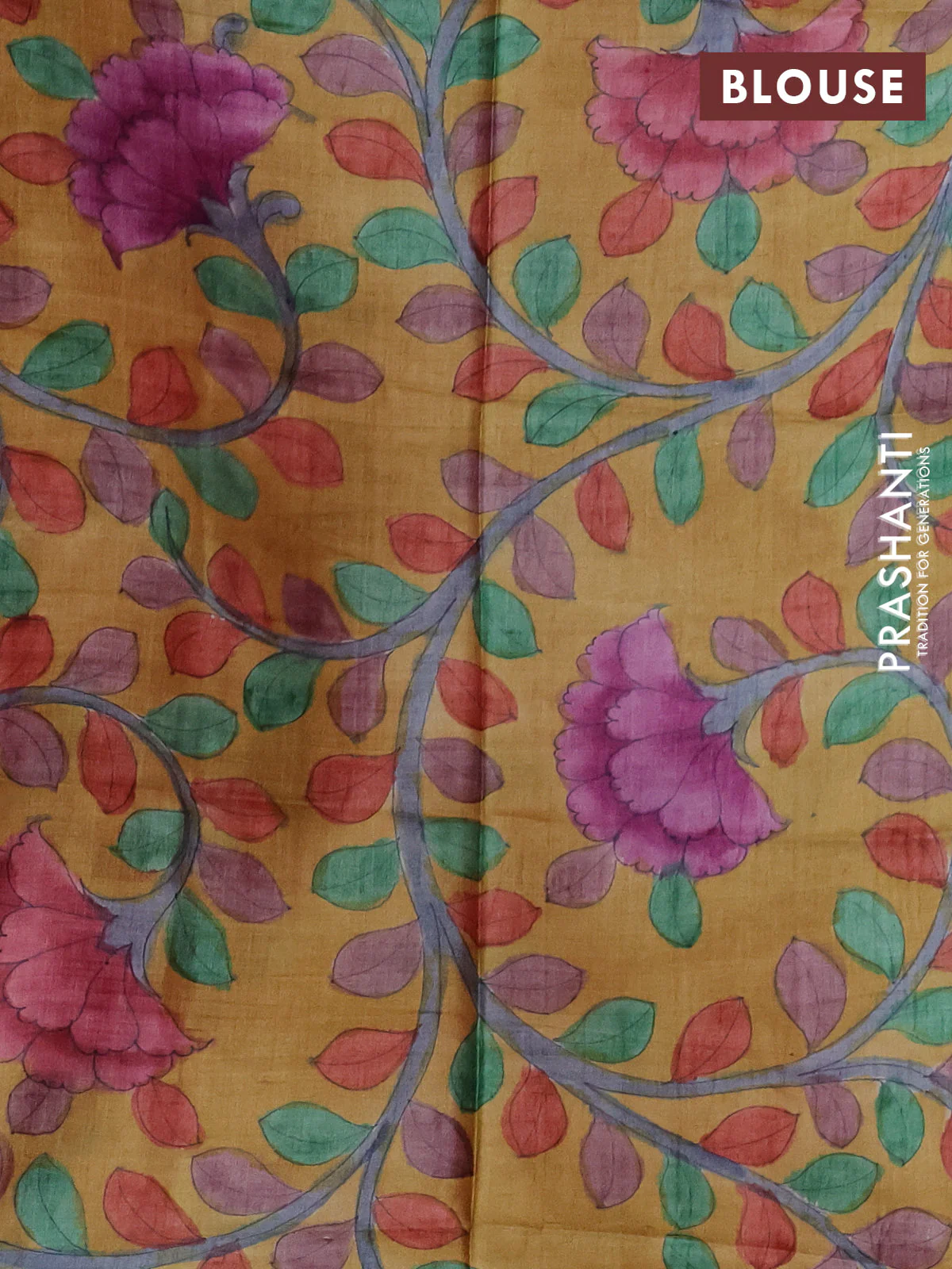 Mangalgiri silk cotton saree red and mustard yellow with plain body and silver zari woven border - Image 3