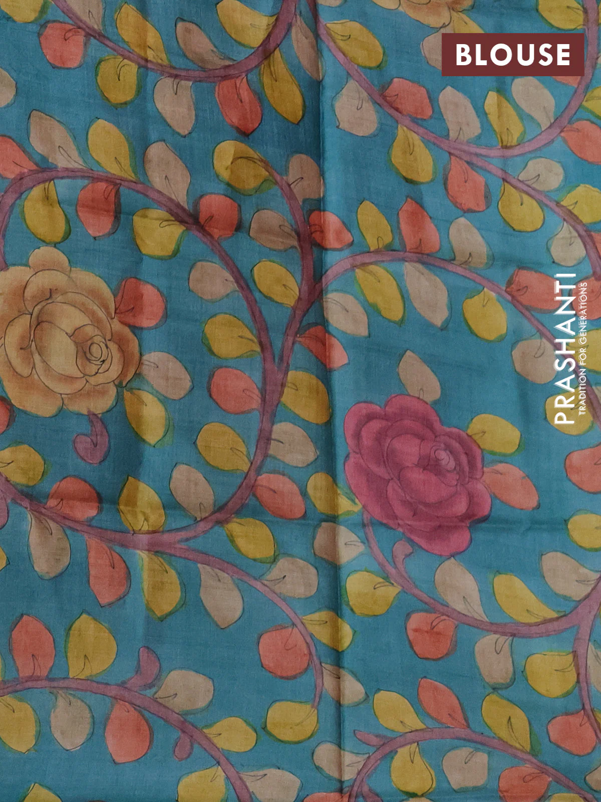 Mangalgiri silk cotton saree red and teal blue with plain body and silver zari woven border - Image 3