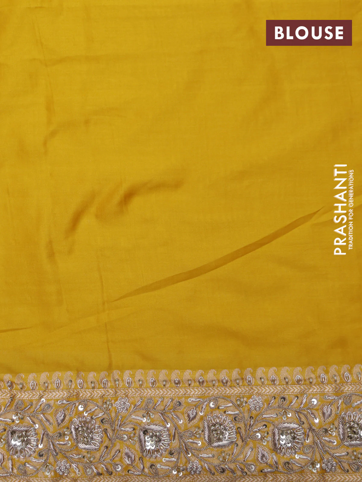 Mango yellow Banarasi Uppada silk saree with allover zari weaves & embroidery border - Image 6