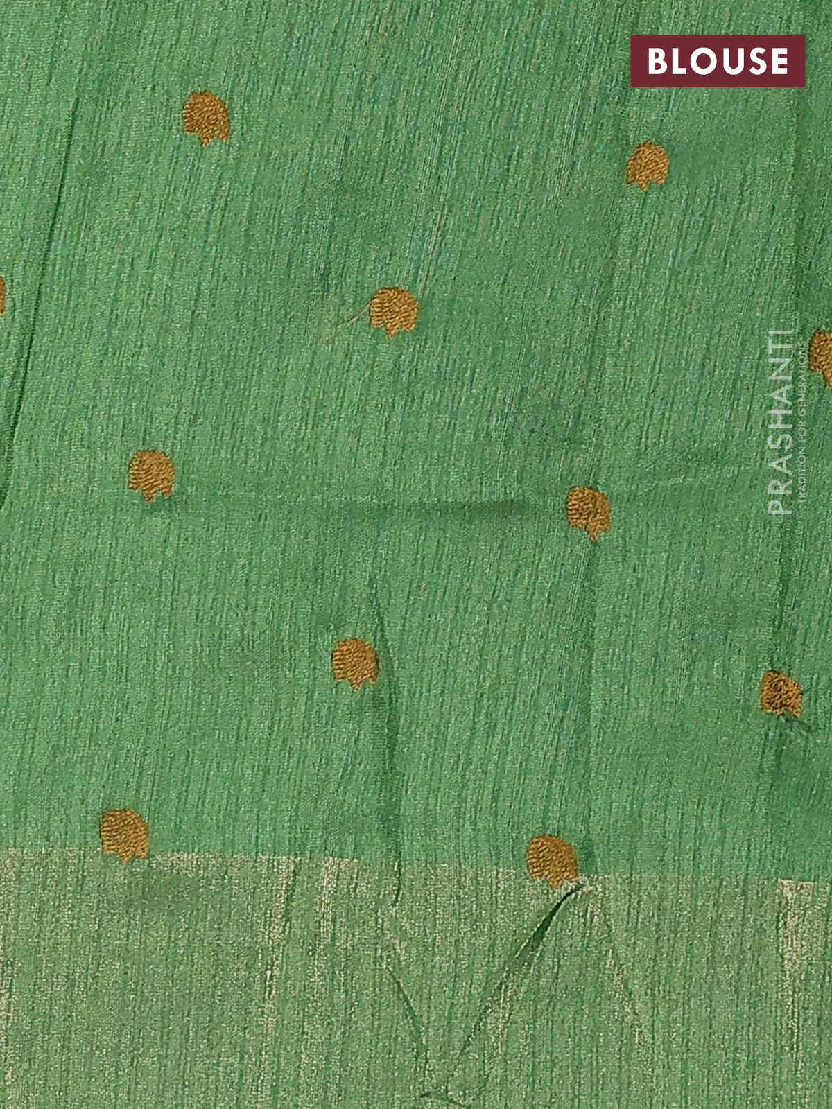 Matka tussar saree green with floral embroidery and zari woven border - Image 3