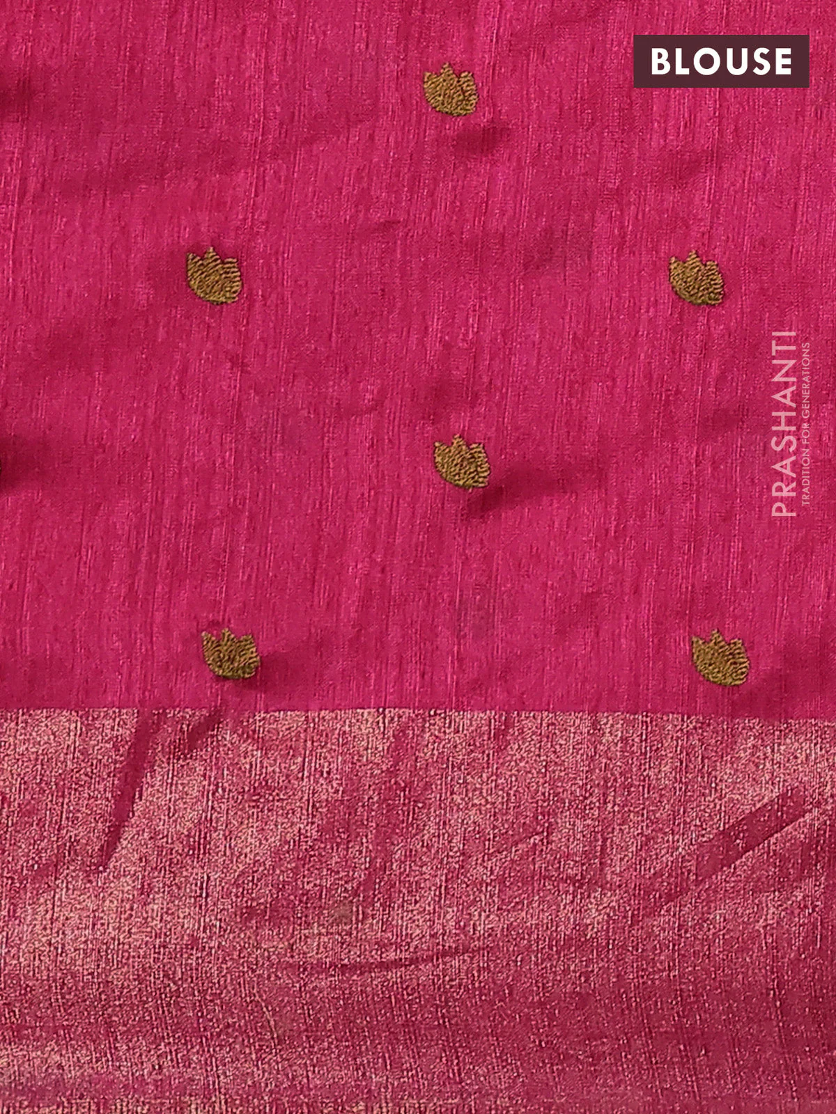 Matka tussar saree pink with floral embroidery and zari woven border - Image 3