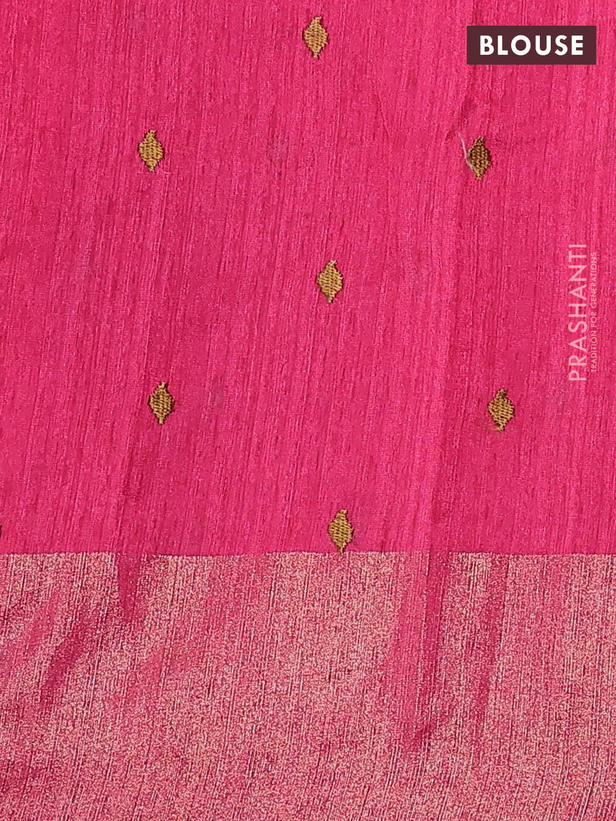 Matka tussar saree pink with floral embroidery and zari woven border - Image 3