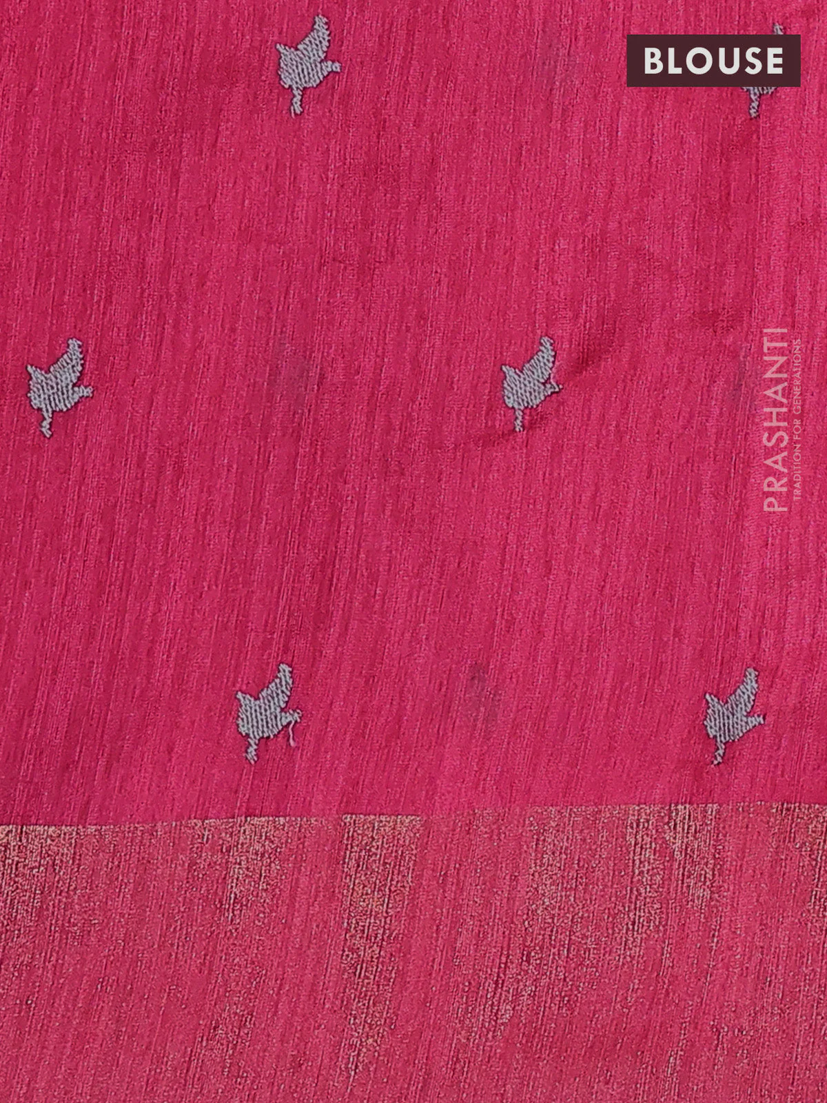 Matka tussar saree pink with floral embroidery and zari woven border - Image 3