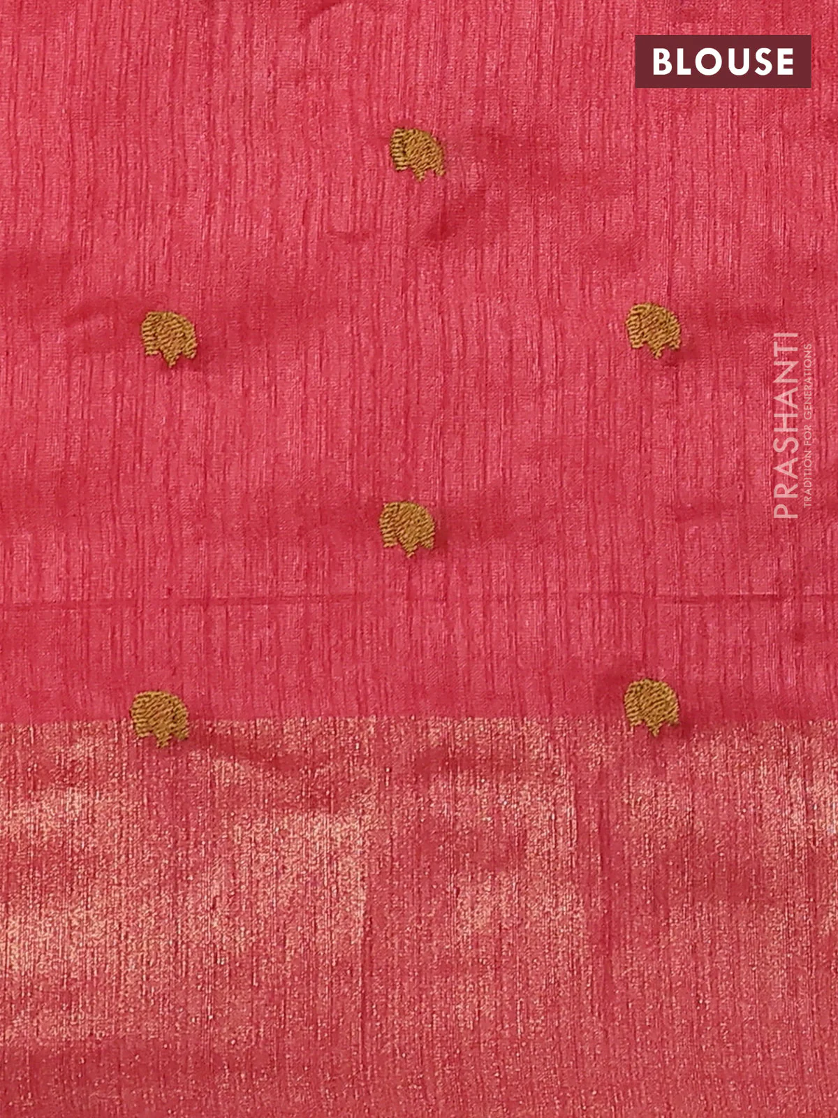 Matka tussar saree red shade with floral embroidery and zari woven border - Image 3