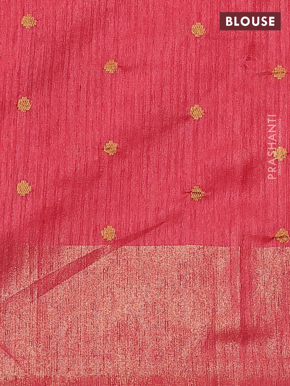 Matka tussar saree red with floral embroidery and zari woven border - Image 3