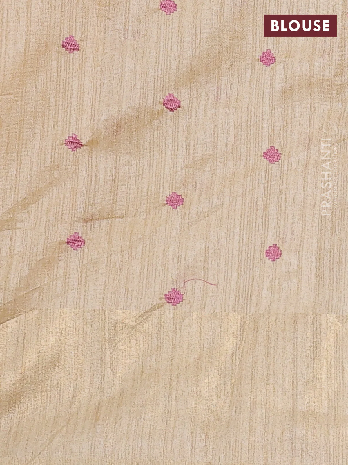 Matka tussar saree sandal with floral embroidery and zari woven border - Image 3